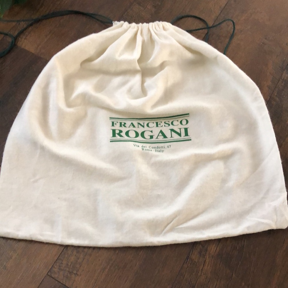 Vintage FRANCESCO ROGANI cream green drawstring purse tote dust bag trav…